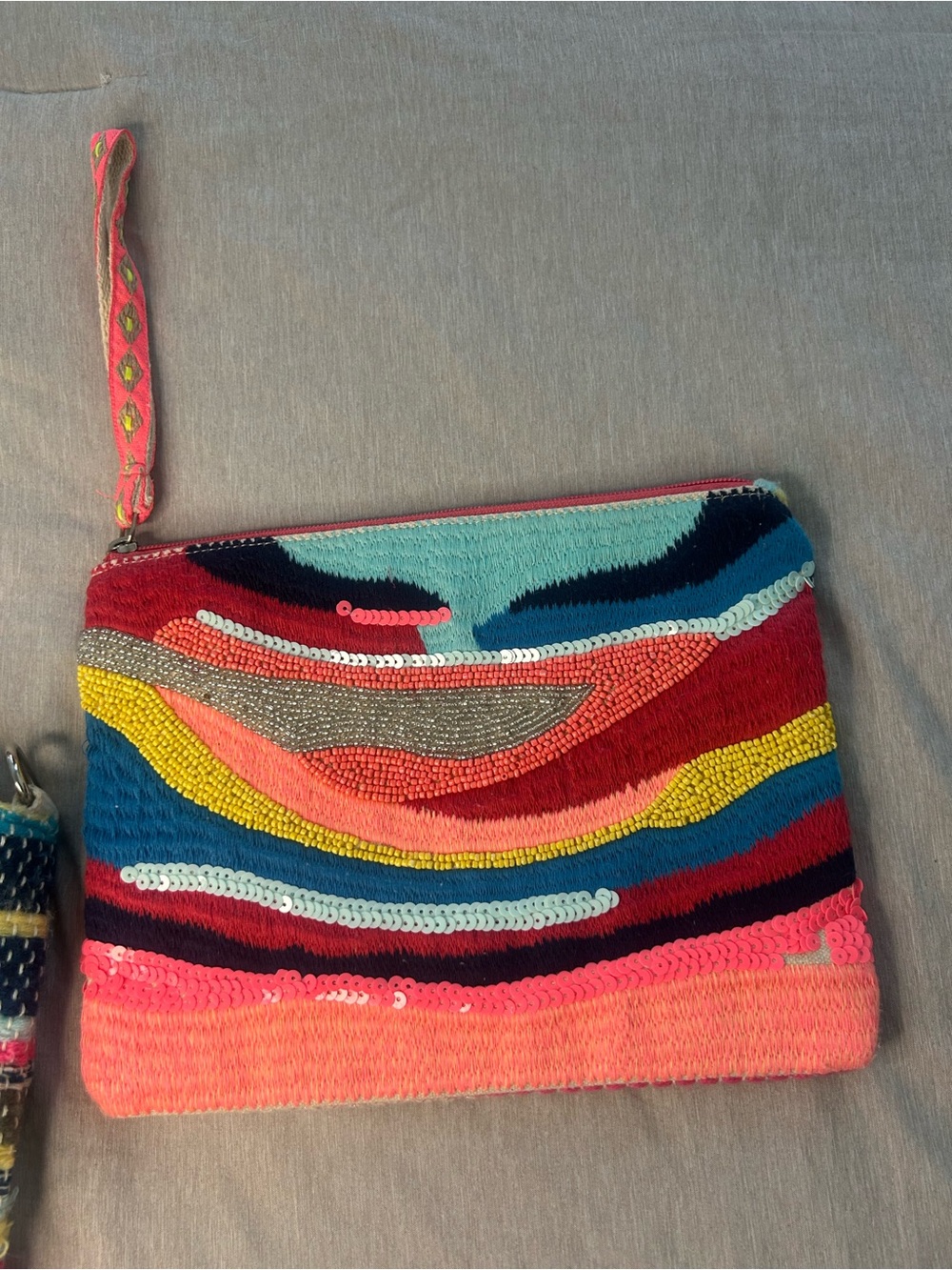 American & Beyond Colorful Multicolor Embroidered Tote Bag with Matching Pouches - Picture 7 of 15